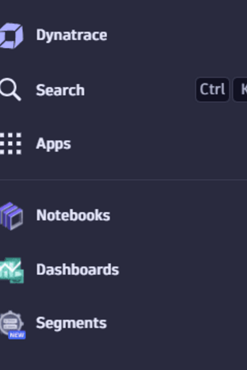 screenshot of Dynatrace dock including some options.